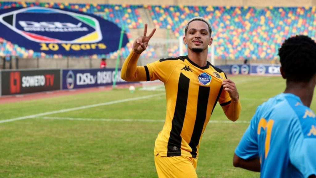 Aden McCarthy of Kaizer Chiefs celebrates a goal. Photo ASIDILALI